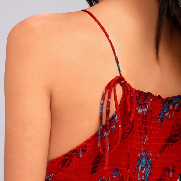 NWT Free People Red Blue Floral Maxi Dress - Picture 8 of 8